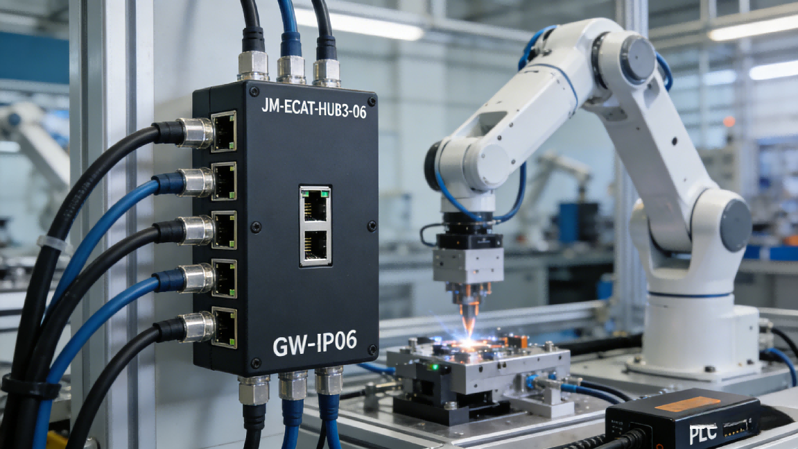 工业级EtherCAT分支器：JM-ECAT-HUB03-06 系列百兆通讯扩展方案(图7)
