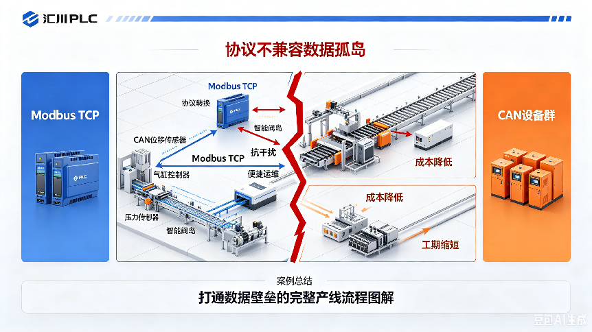 CAN转Modbus TCP工业通讯网关实现汇川PLC与现场设备通讯应用案例(图4)