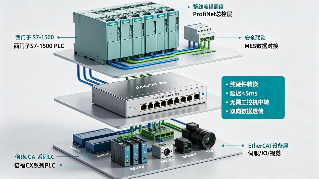 ProfiNet转EtherCAT协议转换网关实现西门子与倍福PLC跨协议协同控制案例(图5)